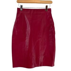 Vintage Tannery West Red leather High Waisted Pencil Skirt